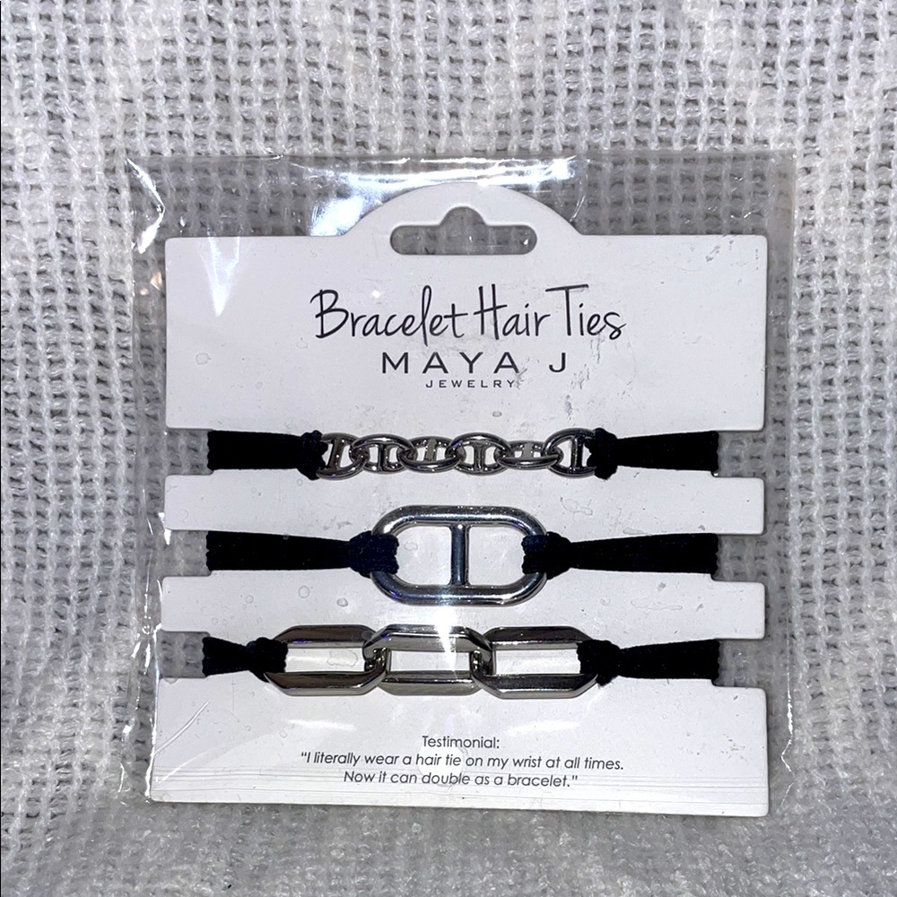NWT Maya Black & Silver Bracelet Hair Ties